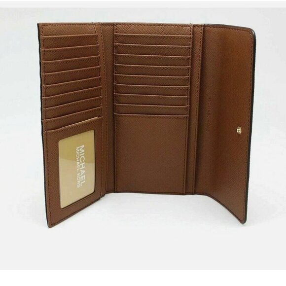 New Michael Kors Jet Set Travel Large Trifold Wallet Signature Brown / Gift Box - Picture 3 of 6
